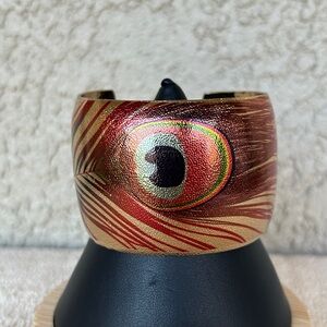 Eclectic Peacock Feather Design Cuff Bracelet